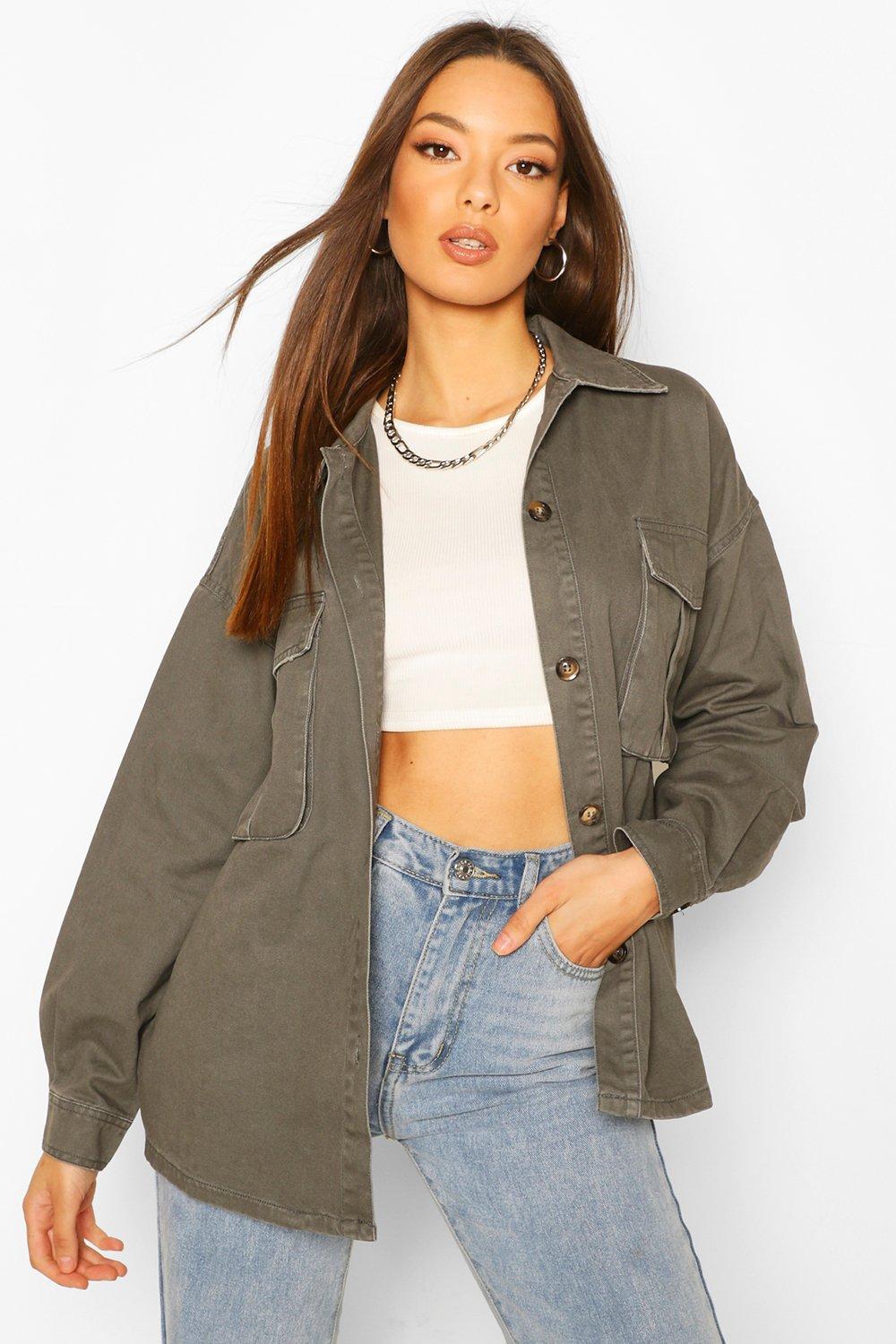 oversized utility trucker jacket