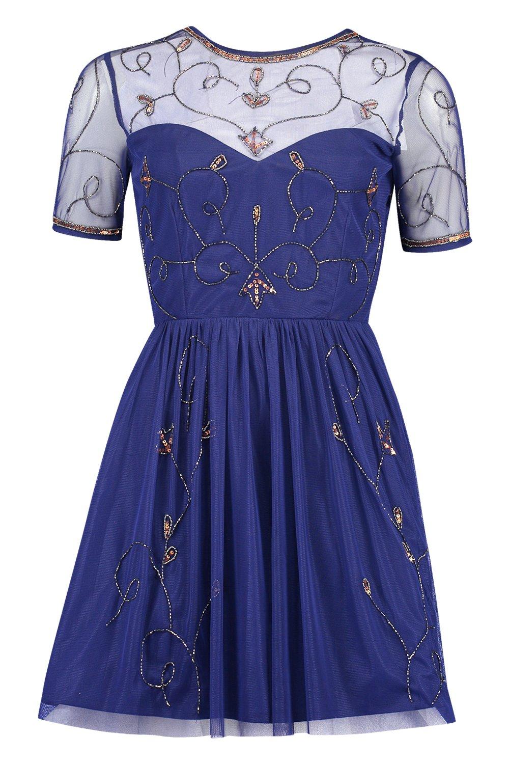 boohoo boutique embellished skater dress