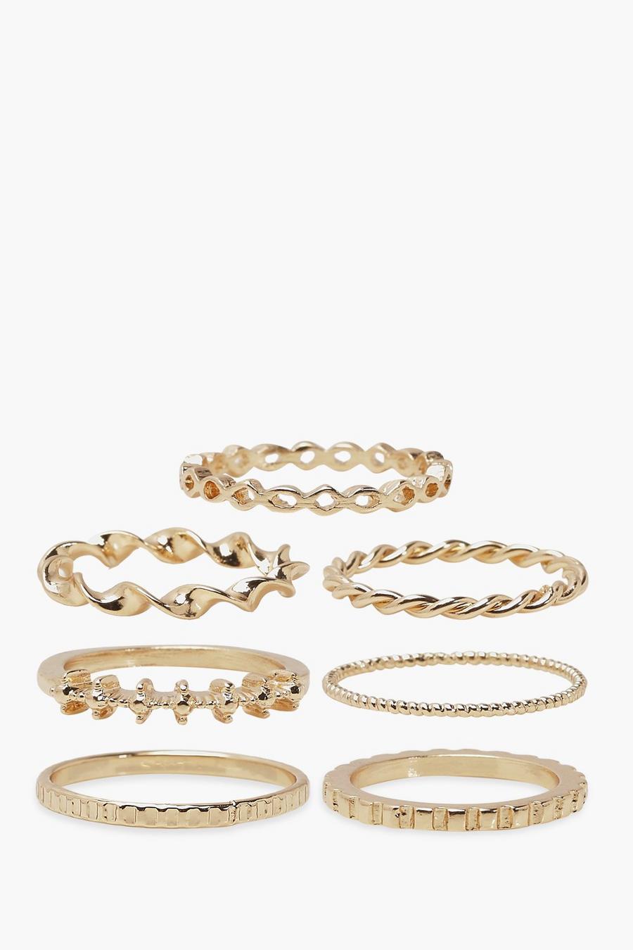 Gold Textured Metal Ring Pack image number 1