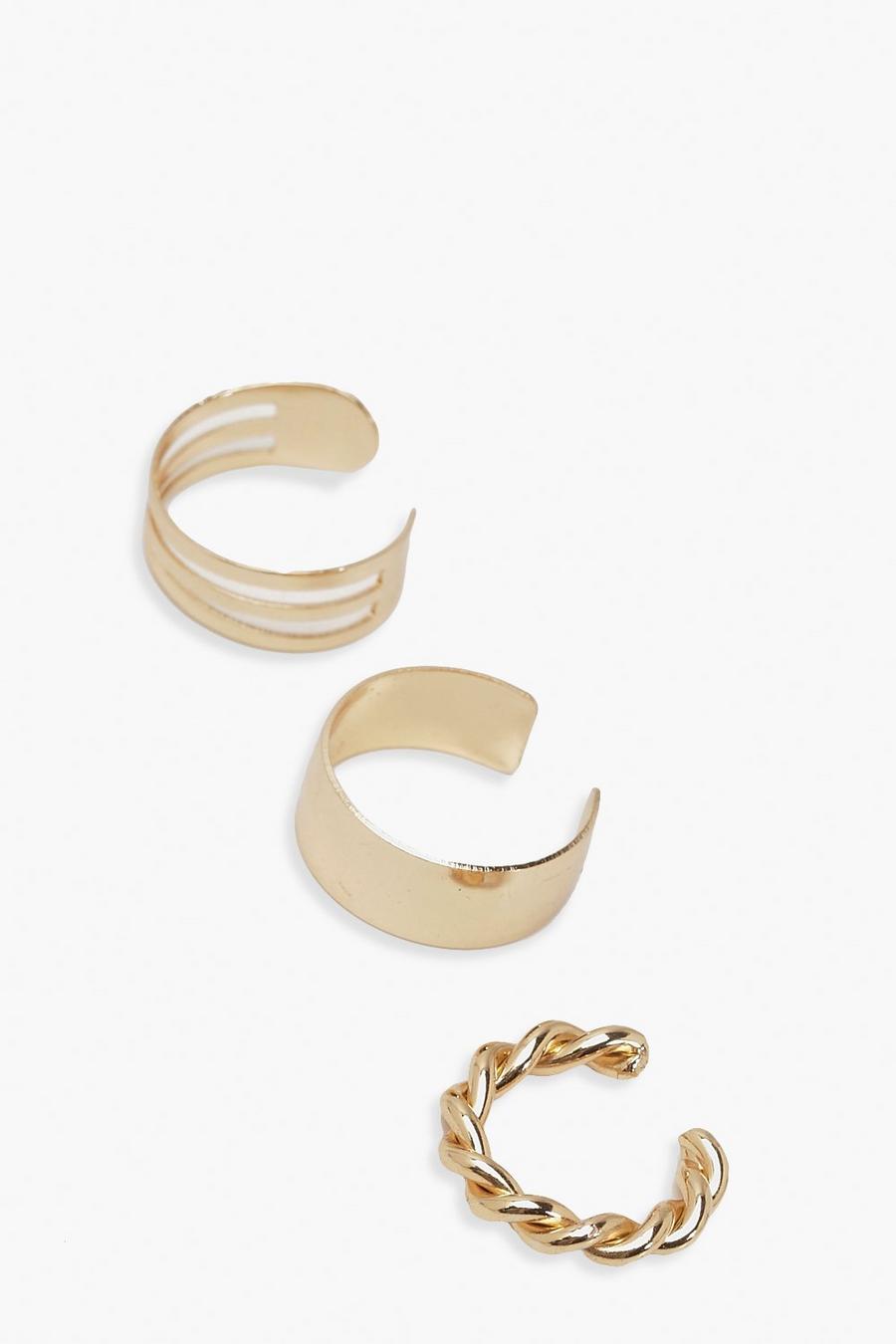 Gold Ear cuffs (3-pack) image number 1