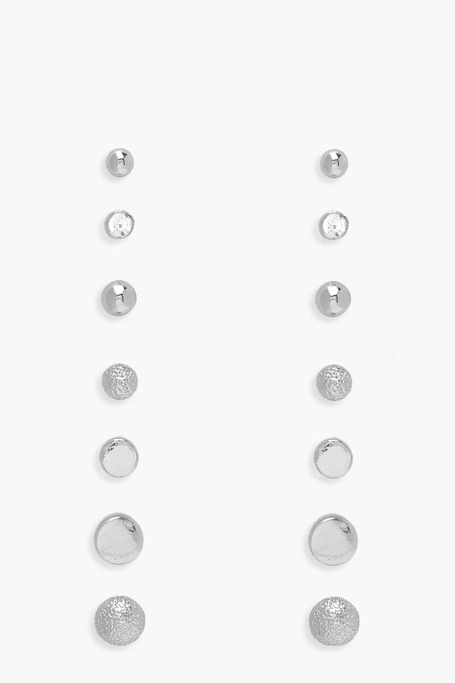 Silver Simple Multi Stud Earring 7 Pack image number 1