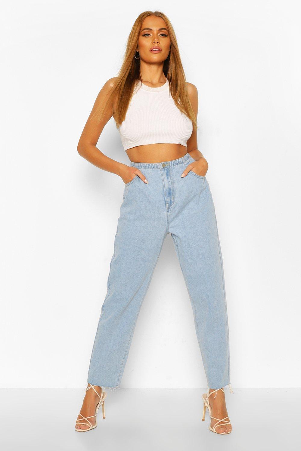 frayed hem mom jeans