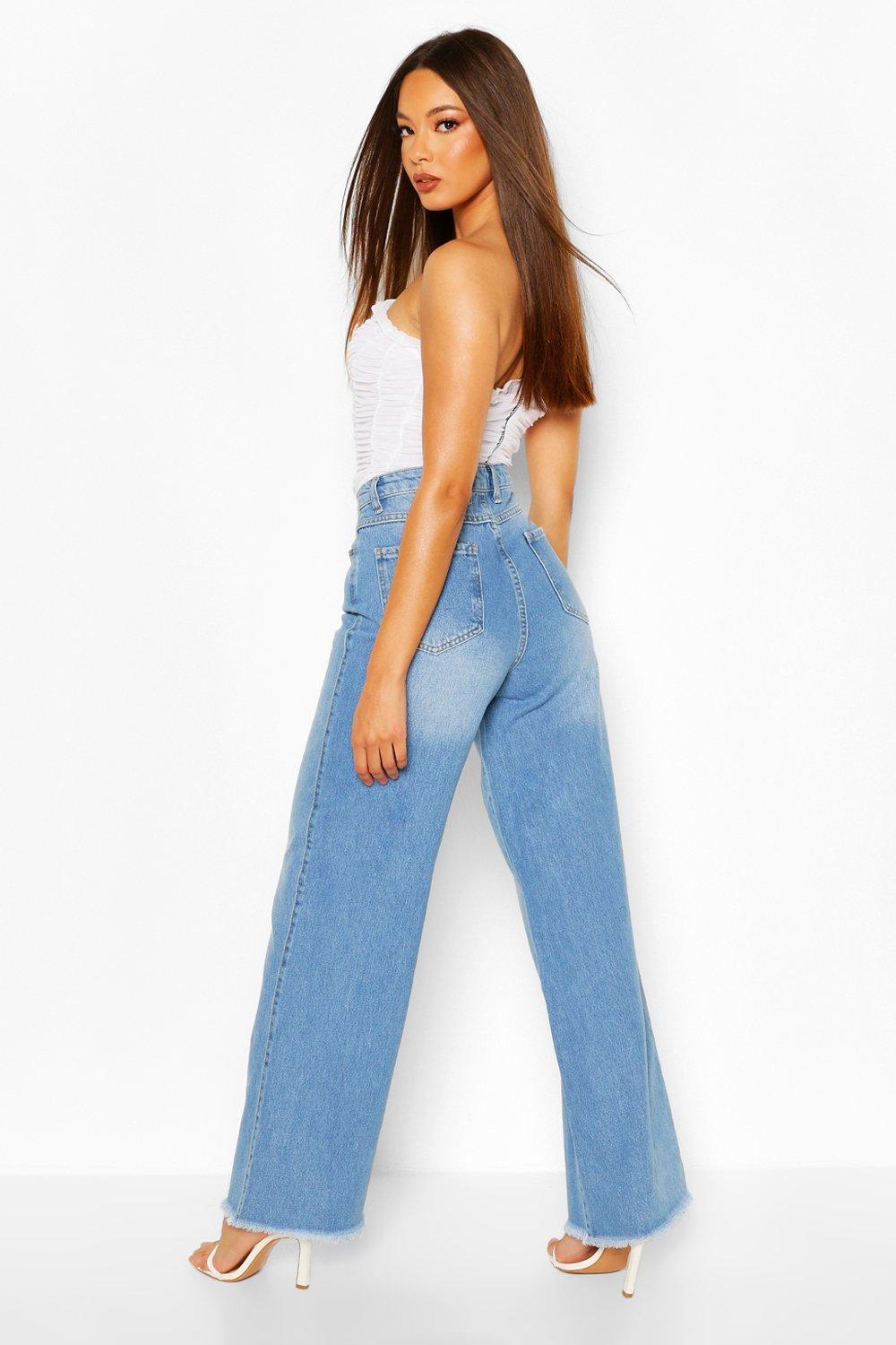 wide leg light blue jeans