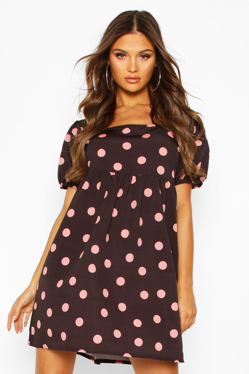 boohoo green polka dot dress