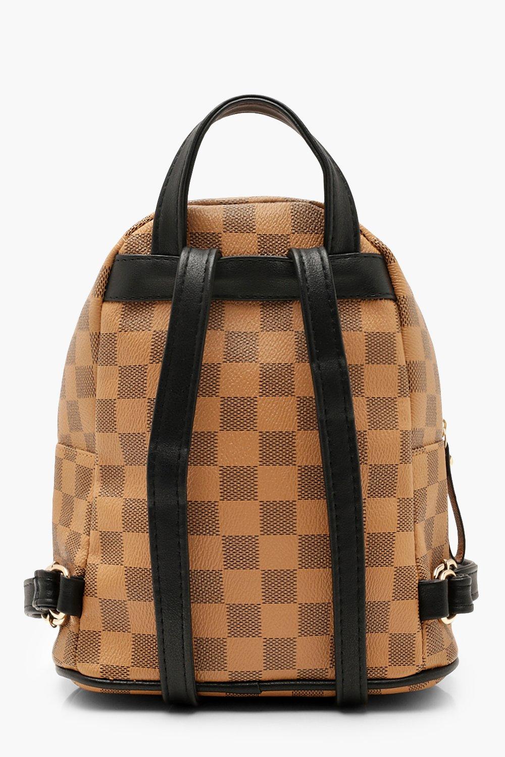 Glamfox - Brown Checker Mini Backpack –