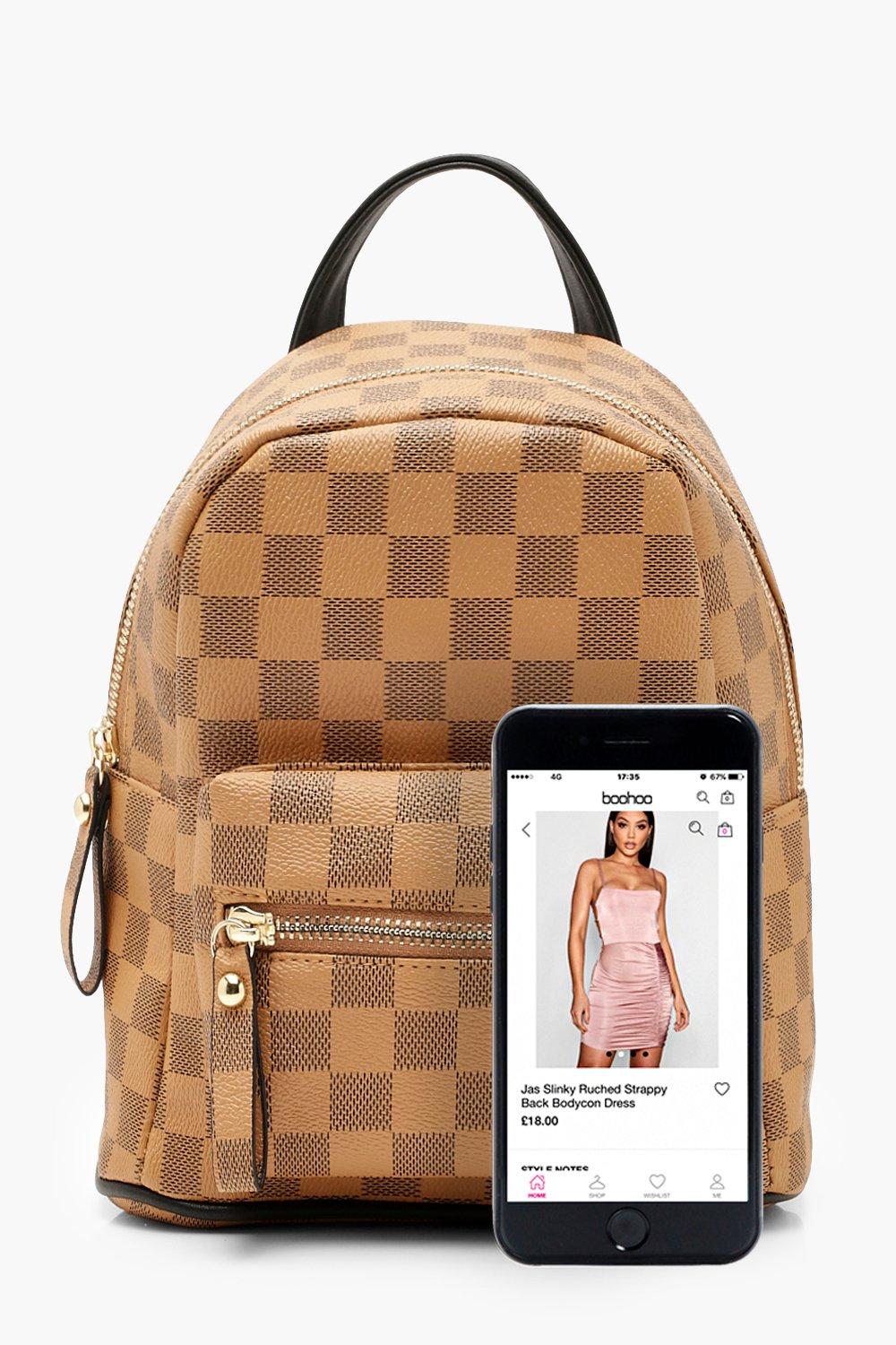 Glamfox - Brown Checker Mini Backpack