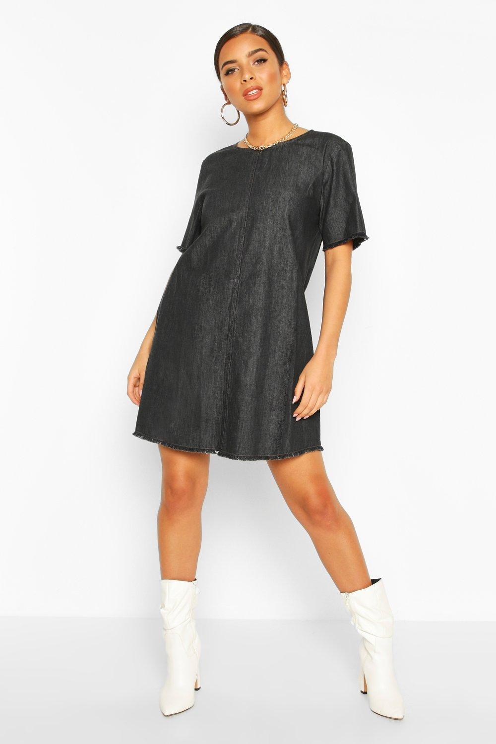 boohoo black denim dress