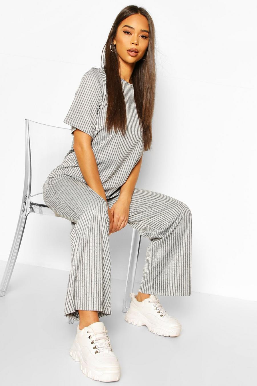Contrast Rib Oversized T-Shirt & Jogger Co-ord image number 1