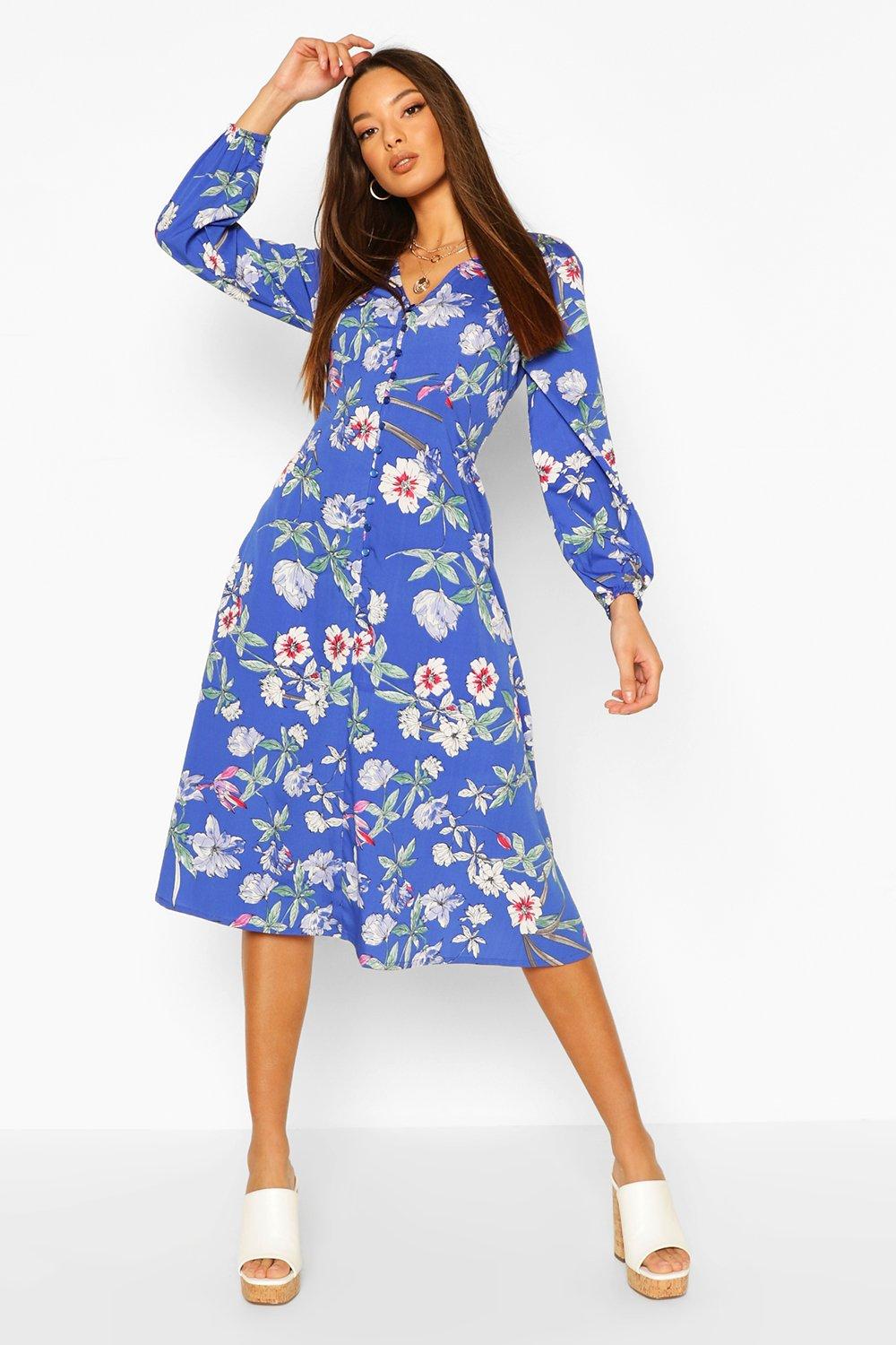 floral midi dress boohoo