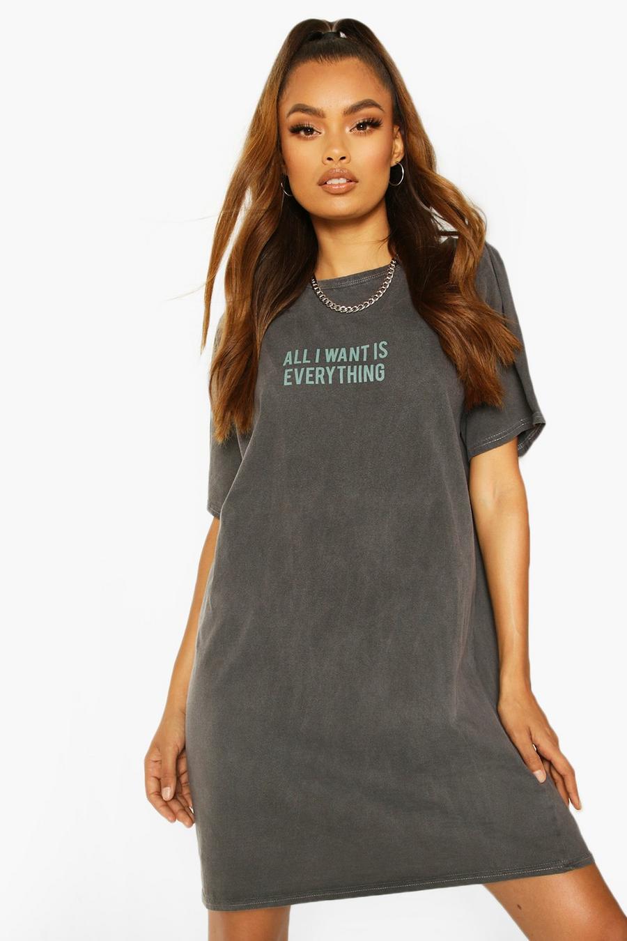 Oversized T-Shirt-Kleid mit farblich abgestimmtem Slogan image number 1