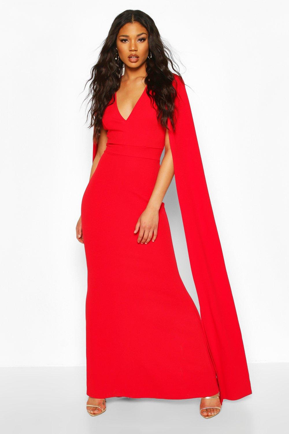 boohoo red cape dress