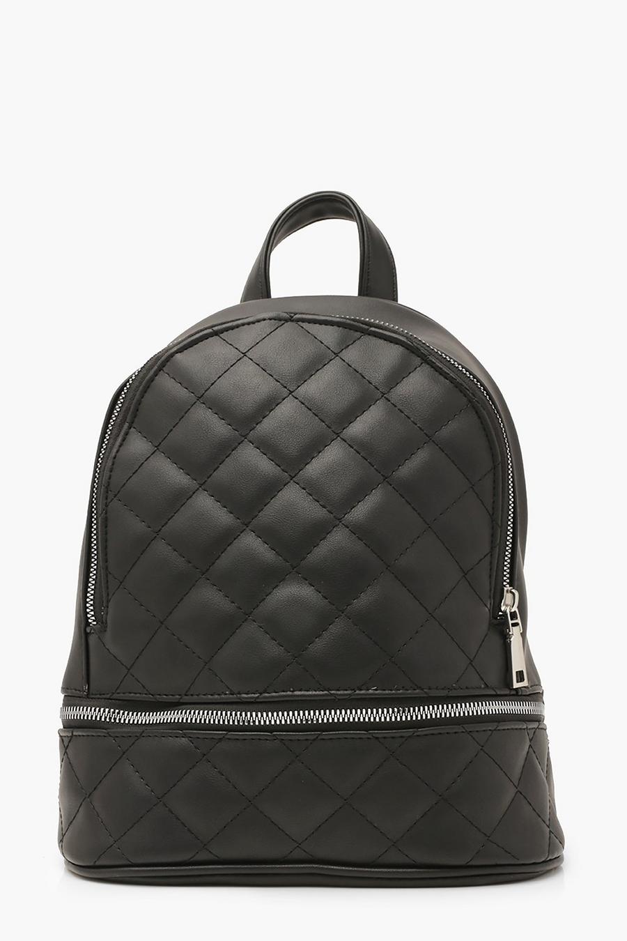 Black Quilted Zip Around Backpack image number 1
