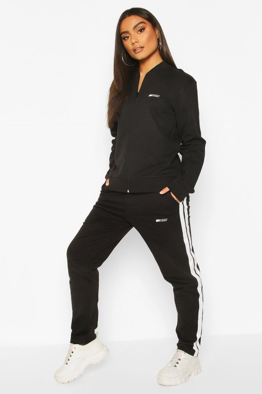 Black Tricot Joggers With Side Tape image number 1