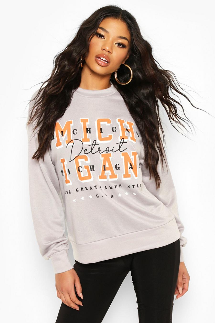 "Michigan" Oversize sweatshirt med slogan image number 1