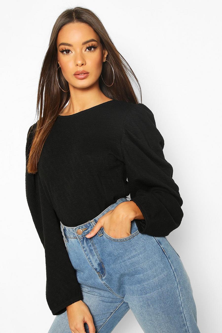 Textured Puff Sleeve Top image number 1