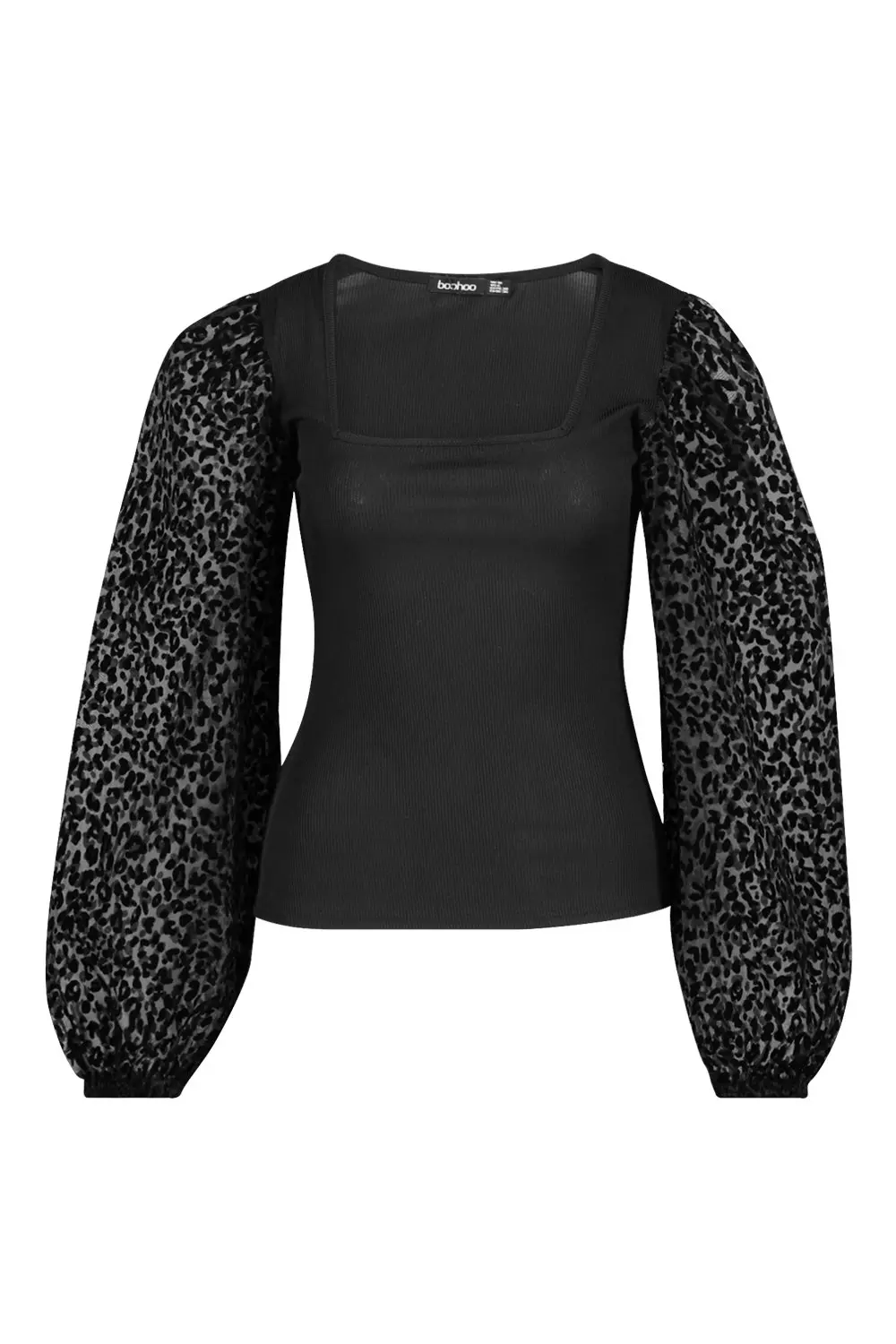 Black Leopard Flock Organza Top alternative image