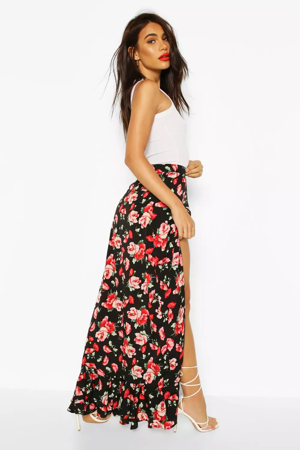 Black floral maxi skirt forever clearance 21