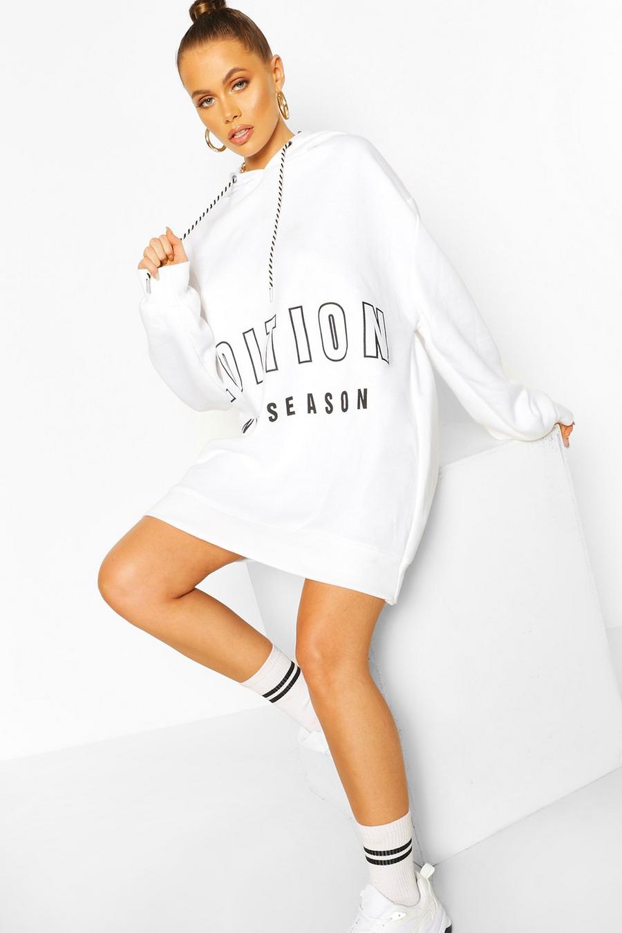 Oversize sweatshirtklänning med slogan och detaljer i kontrastfärg image number 1