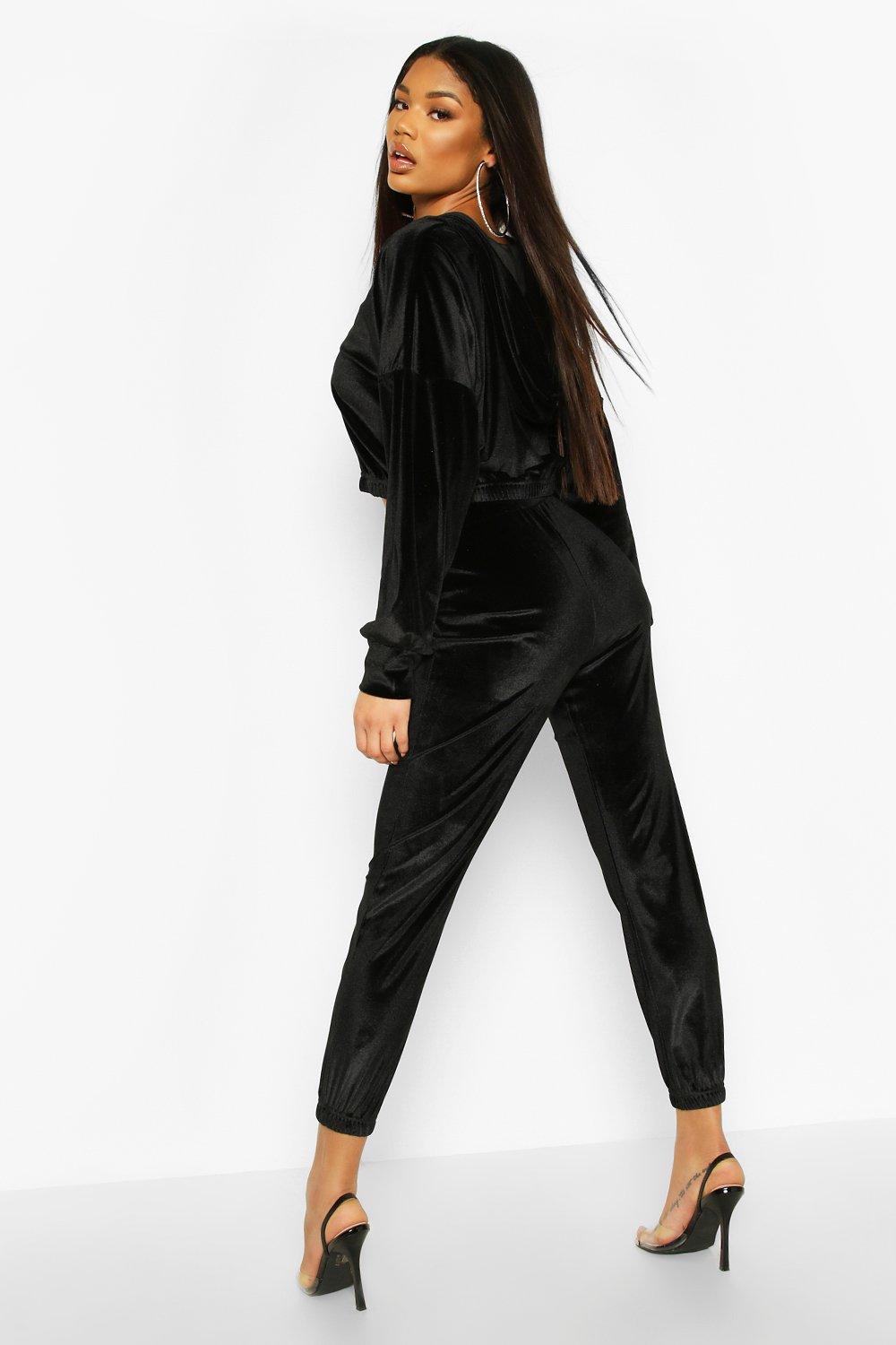 black velour tracksuit bottoms
