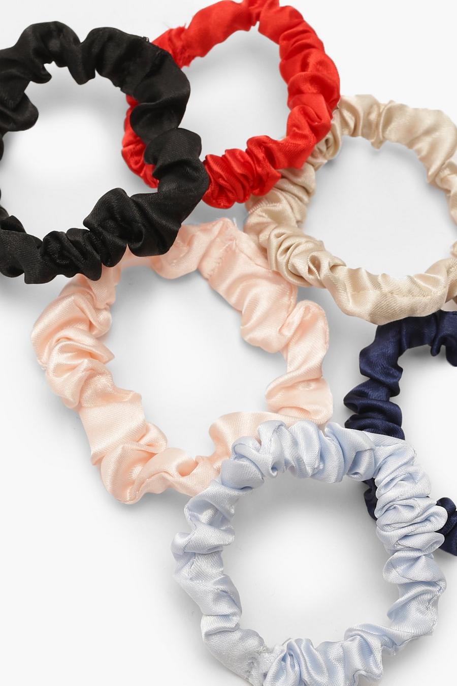 Multi Ruched Satin Scrunchie 6 Pack image number 1
