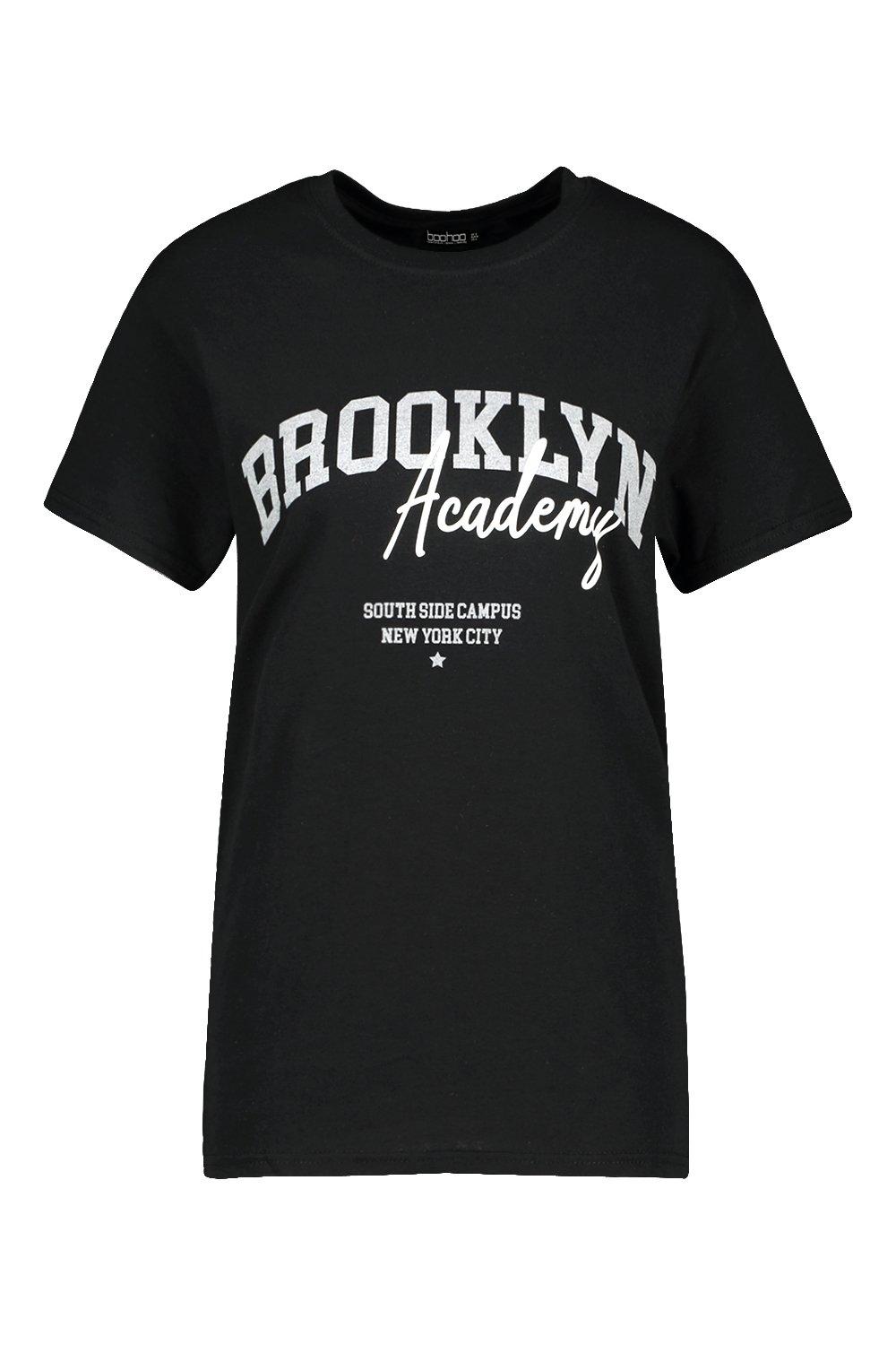 Black New York Slogan Oversized T-Shirt