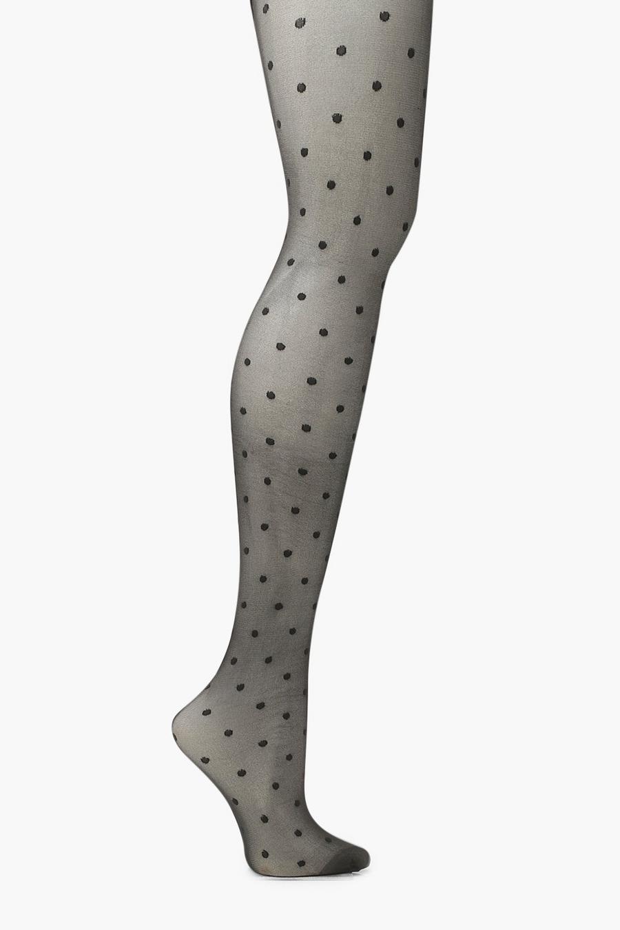 Black Micro Spot Tights image number 1
