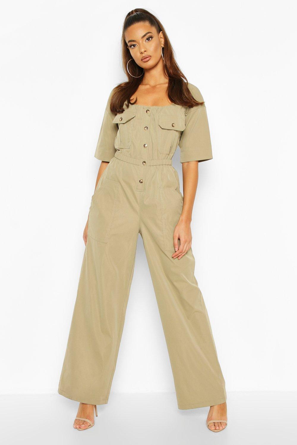 boohoo khaki jumpsuit