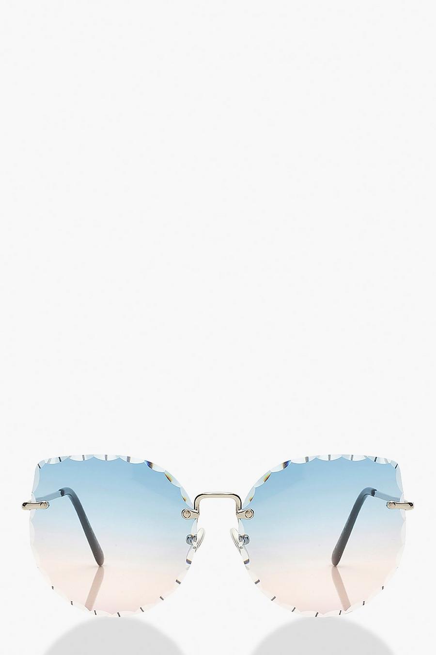 Blue Bevelled Edge Frameless Sunglasses image number 1