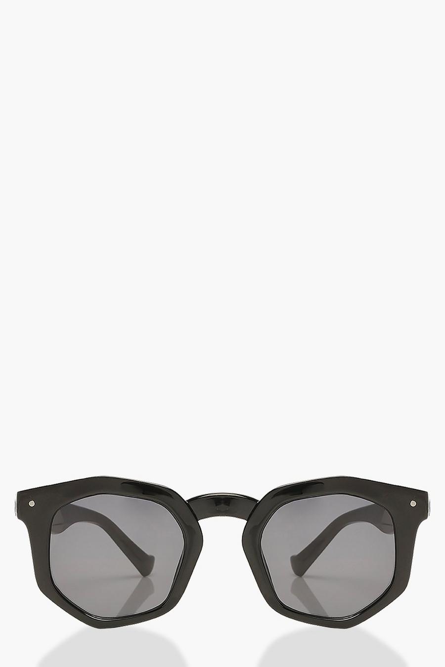 Sechseckige getönte Sonnenbrille mit dicker Fassung image number 1