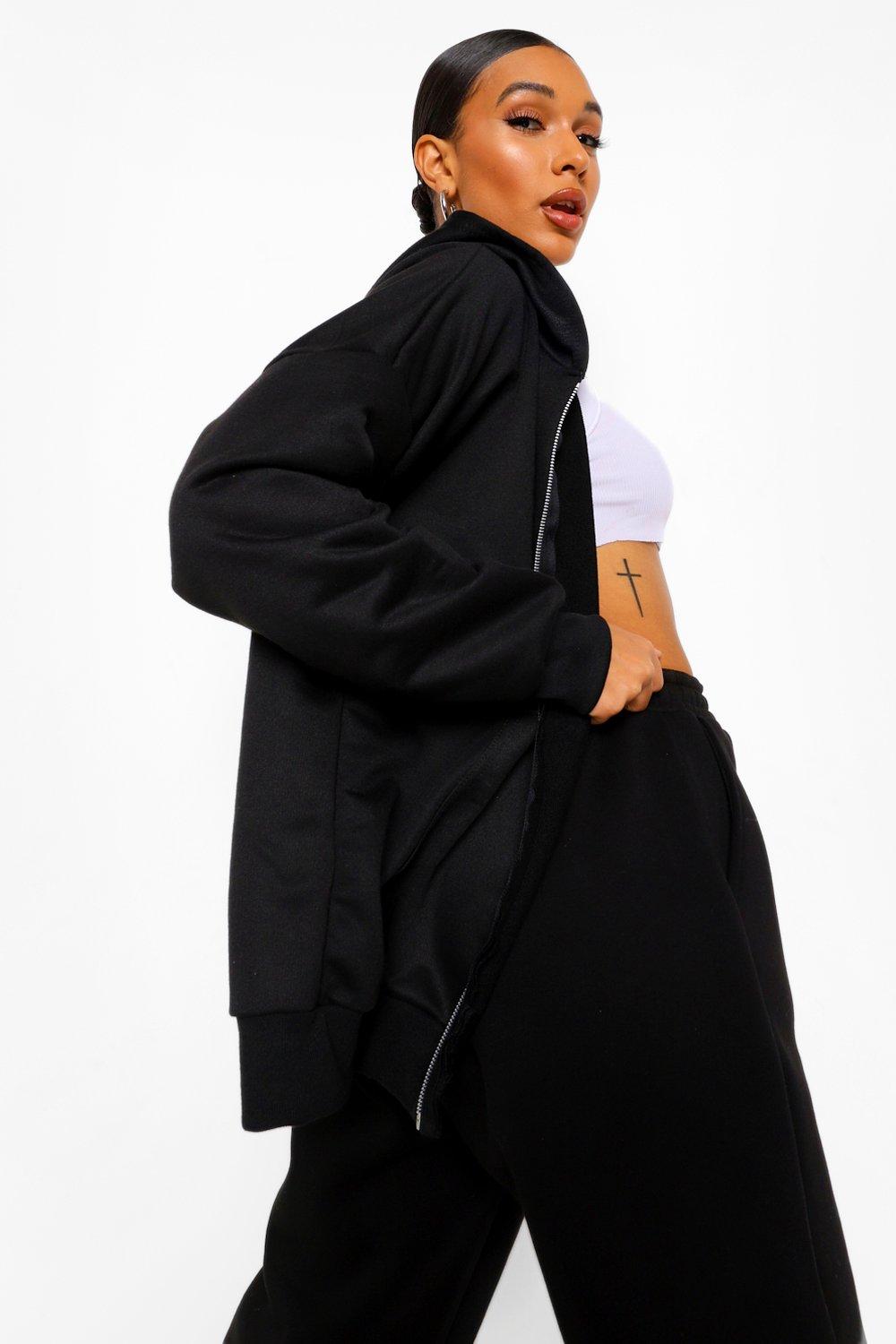 oversized black zip up hoodie