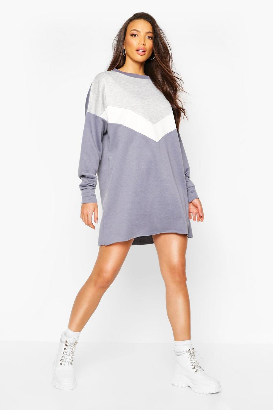 Oversize Sweatshirt-Kleid mit Chevron-Seitenstreifen image number 1
