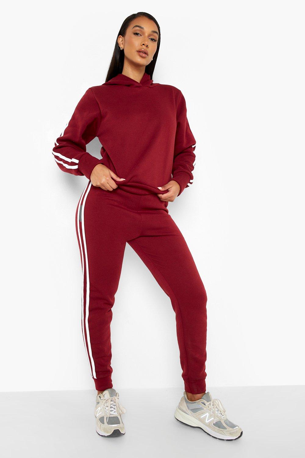 Hooded Fleece Side Stripe Tracksuit boohoo