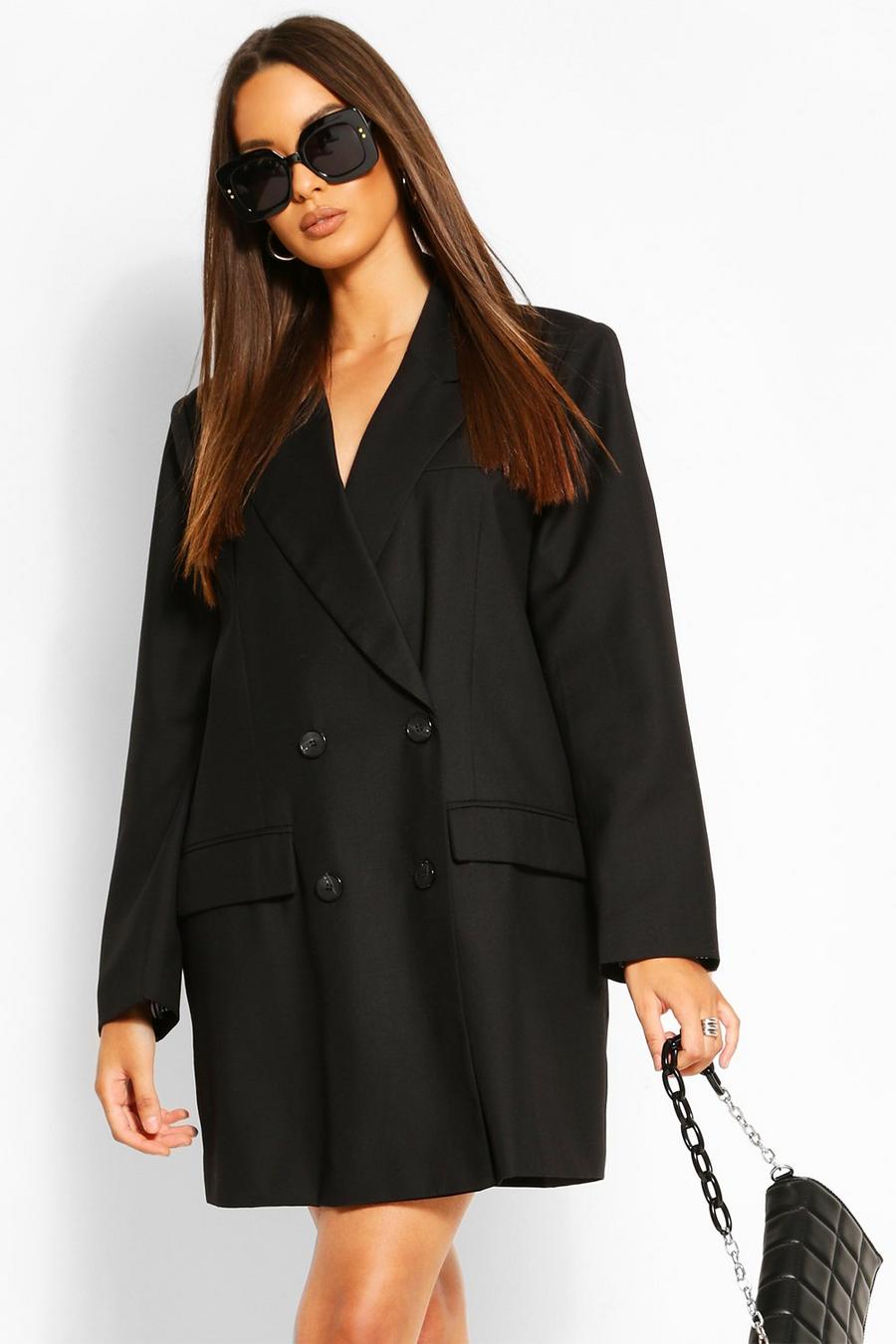 Black Masculine Oversized  Contrast Blazer Dress image number 1