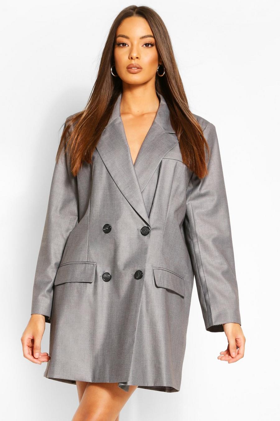 Grey Masculine Oversized  Contrast Blazer Dress image number 1