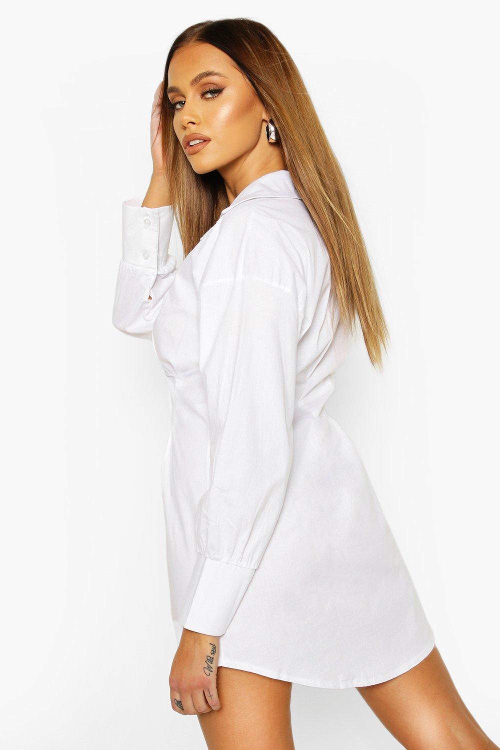 white corset shirt dress