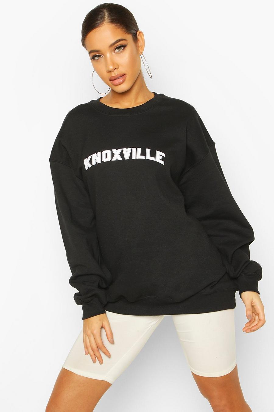 "Knoxville" Oversize sweatshirt med slogan och rund hals image number 1