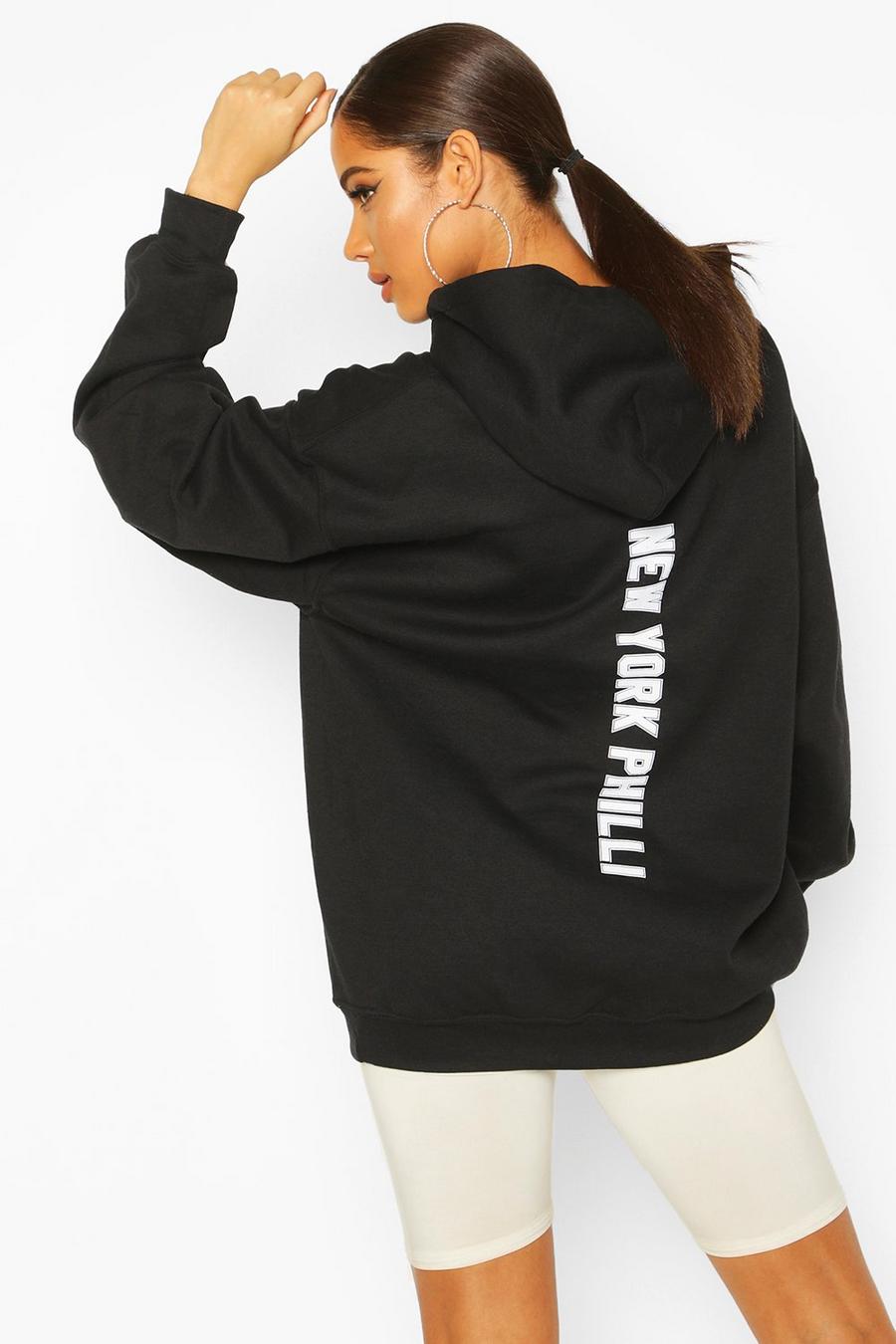"New York" Oversize hoodie med slogan image number 1