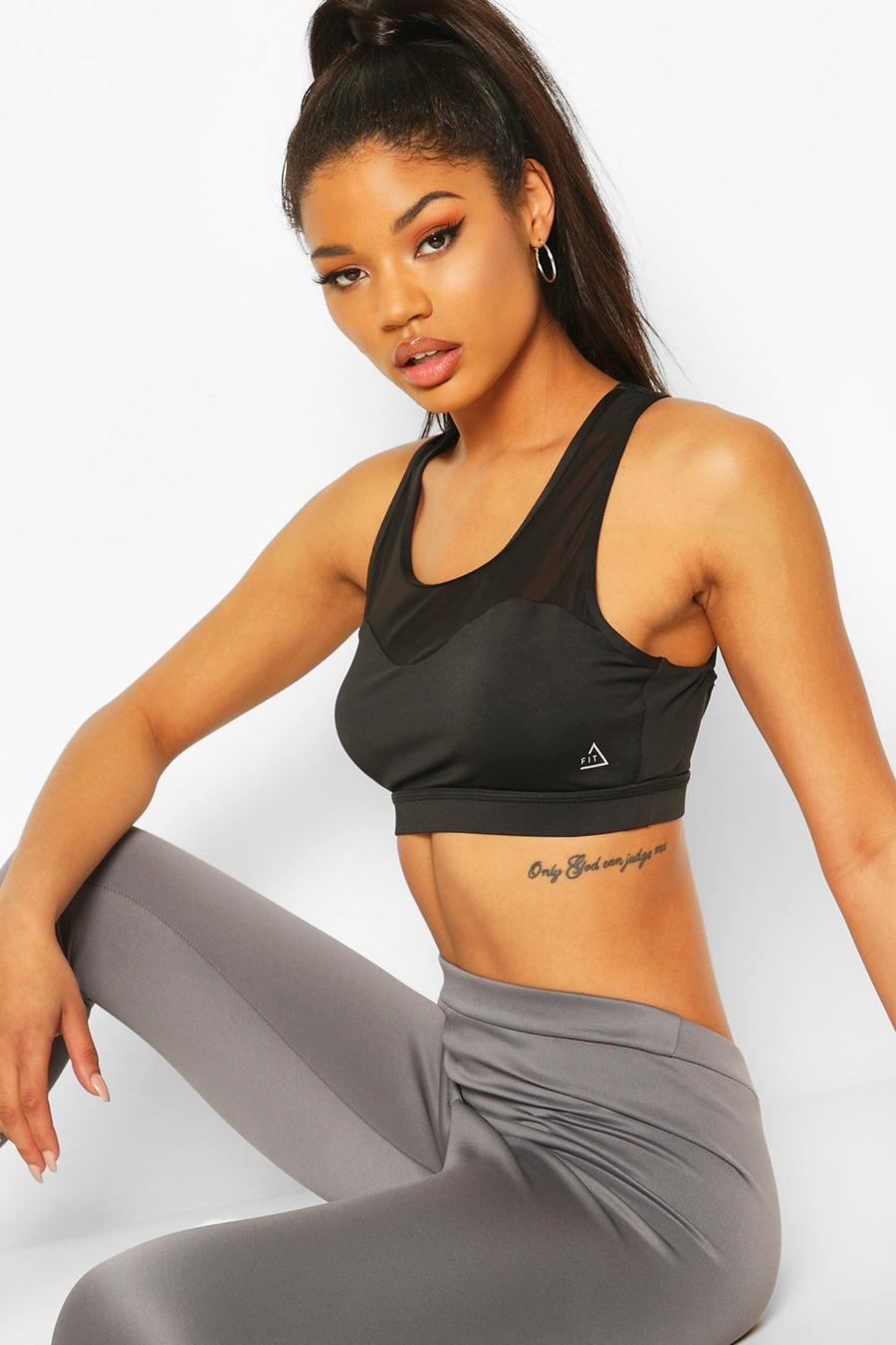 Fit Mesh Insert Strapping Medium Support Sports Bra image number 1