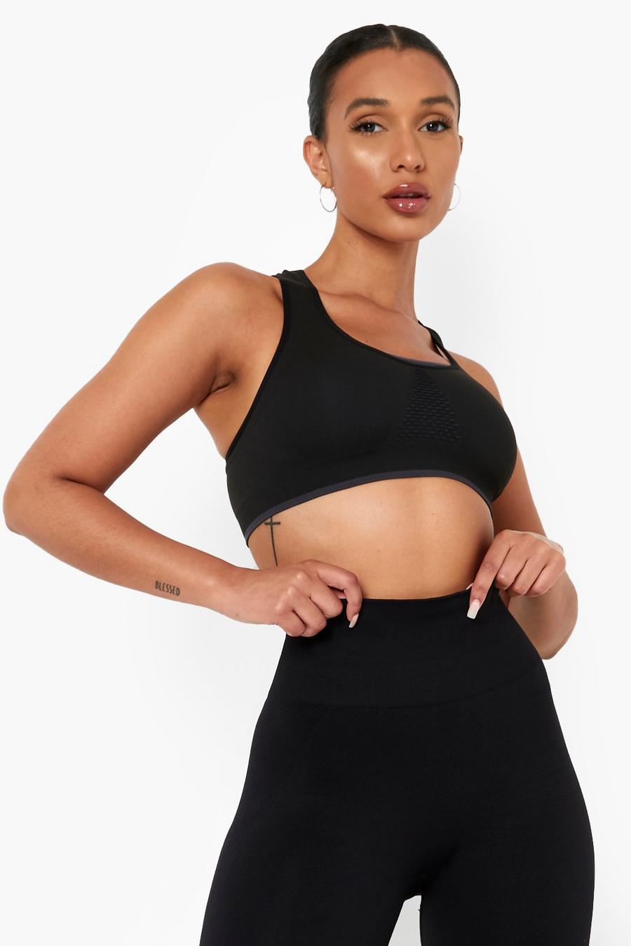 Black Fit Double Layer Seam Free Sports Bra image number 1