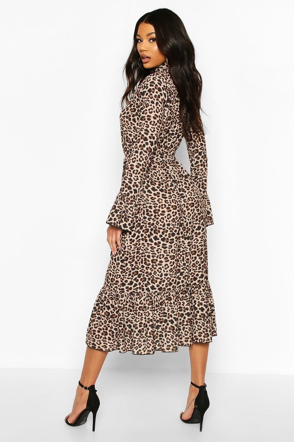 leopard print midaxi dress