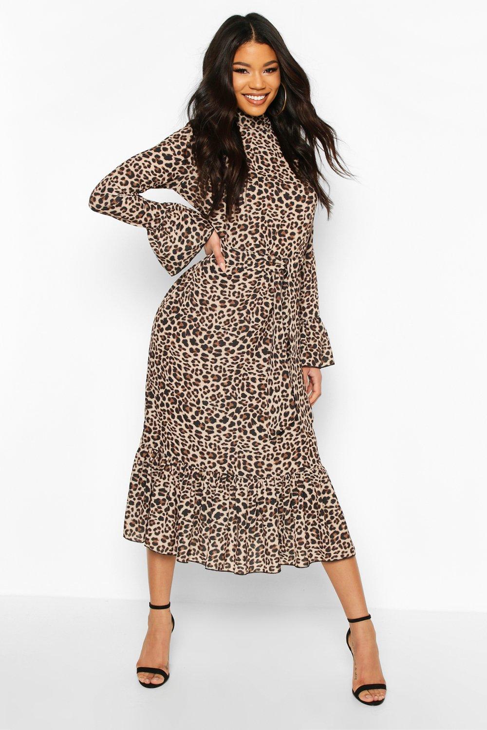 leopard print midaxi dress