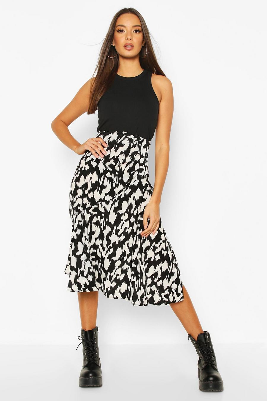 Ruched Front Animal Print Midi Skirt image number 1