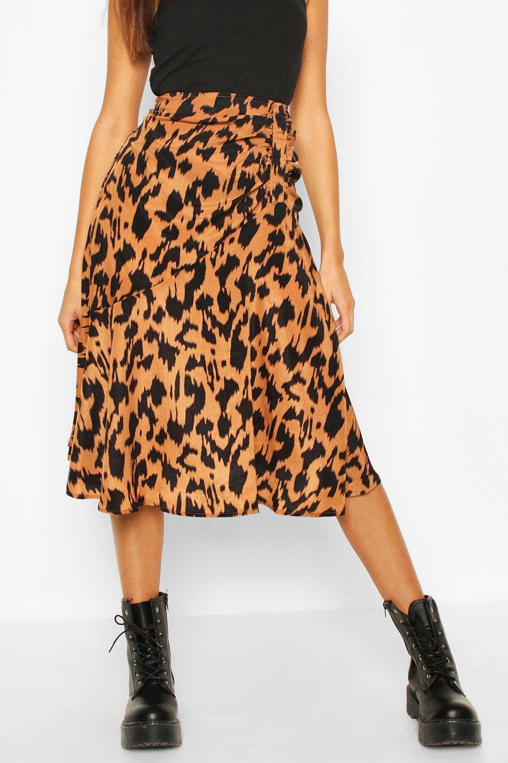 Boohoo animal hotsell print midi skirt