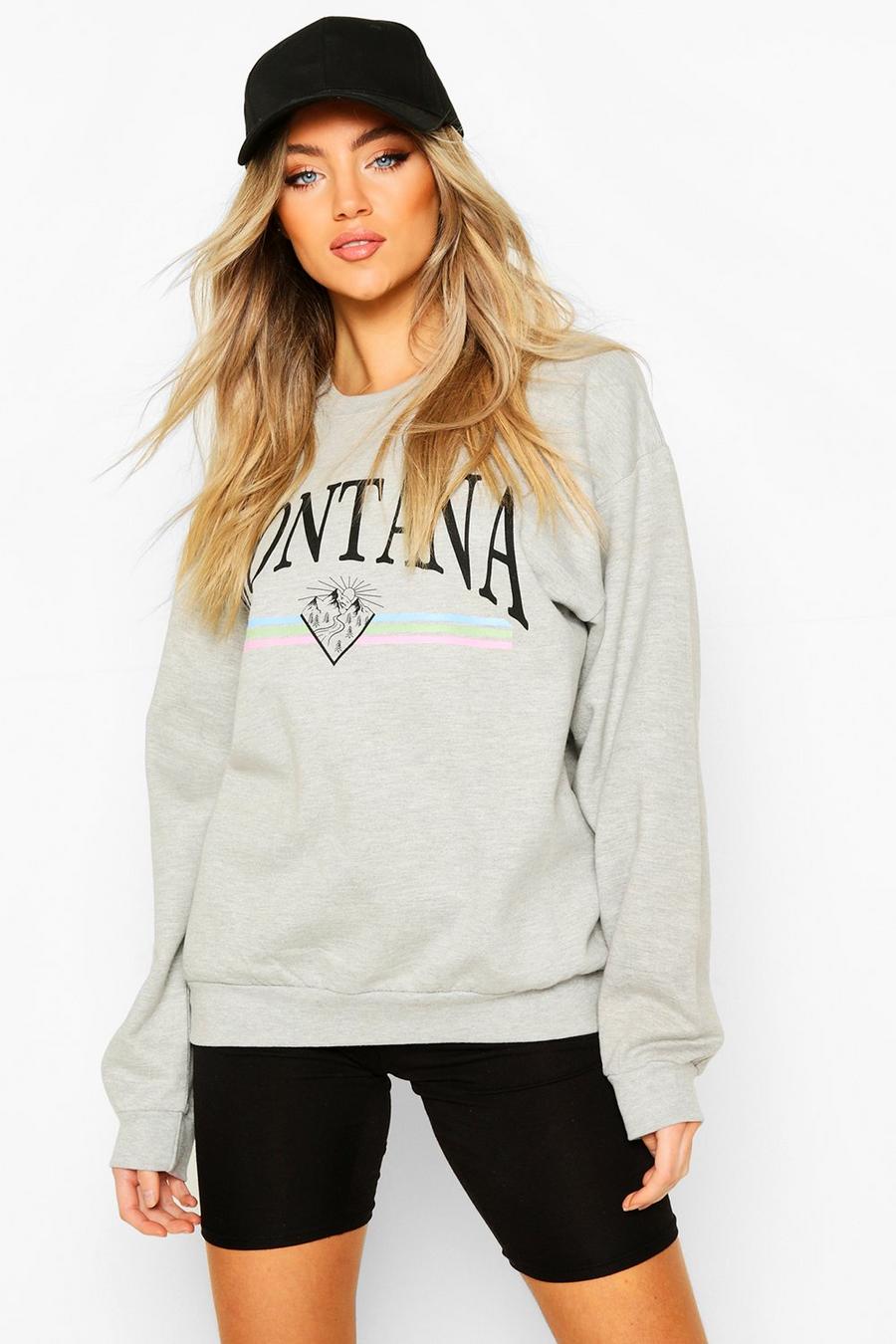 "Montana" Extremt oversize sweatshirt med slogan image number 1