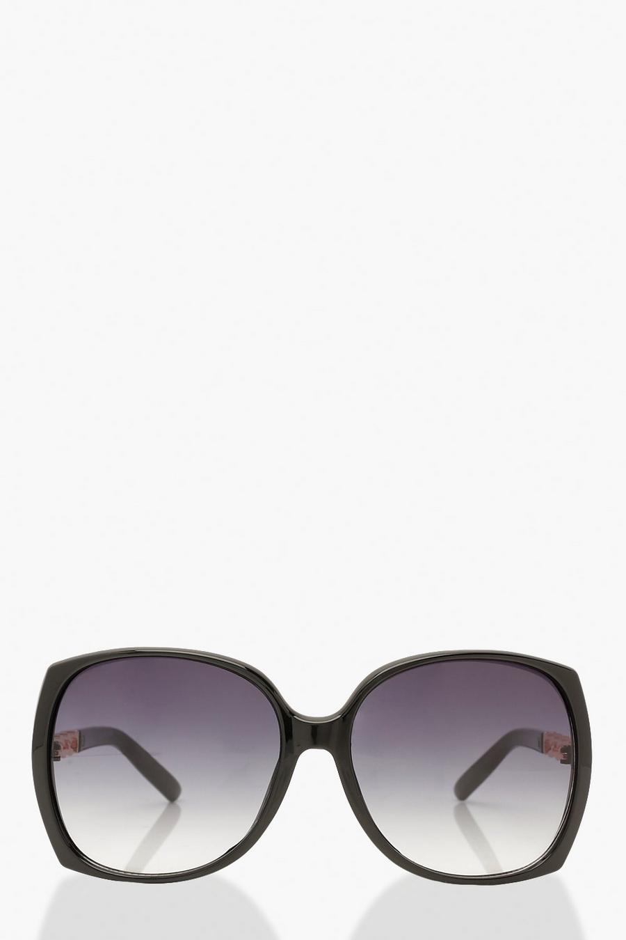 Gesprenkelte Oversized Sonnenbrille mit Kettendetail image number 1