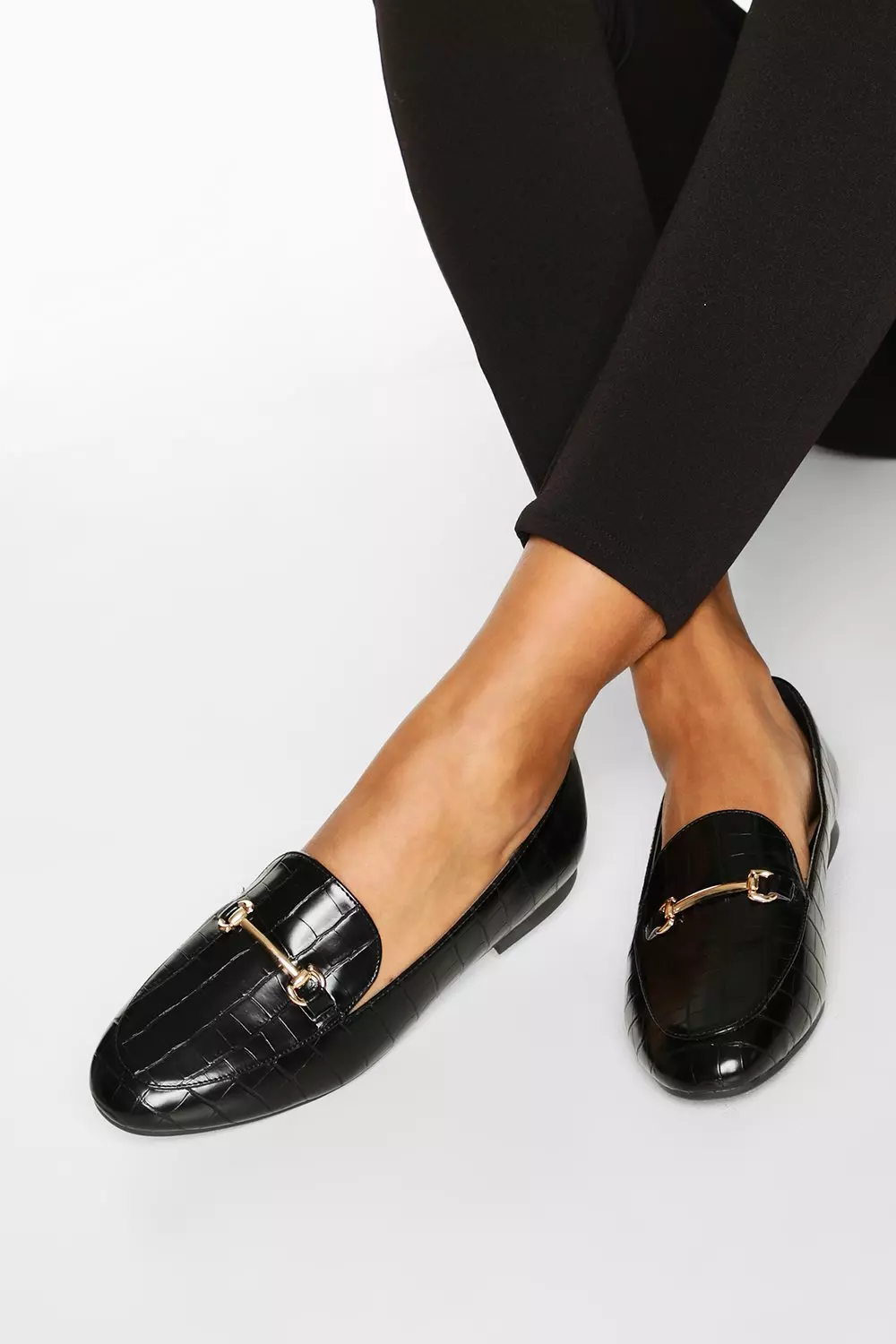 Black T Bar Croc Basic Loafers alternative image