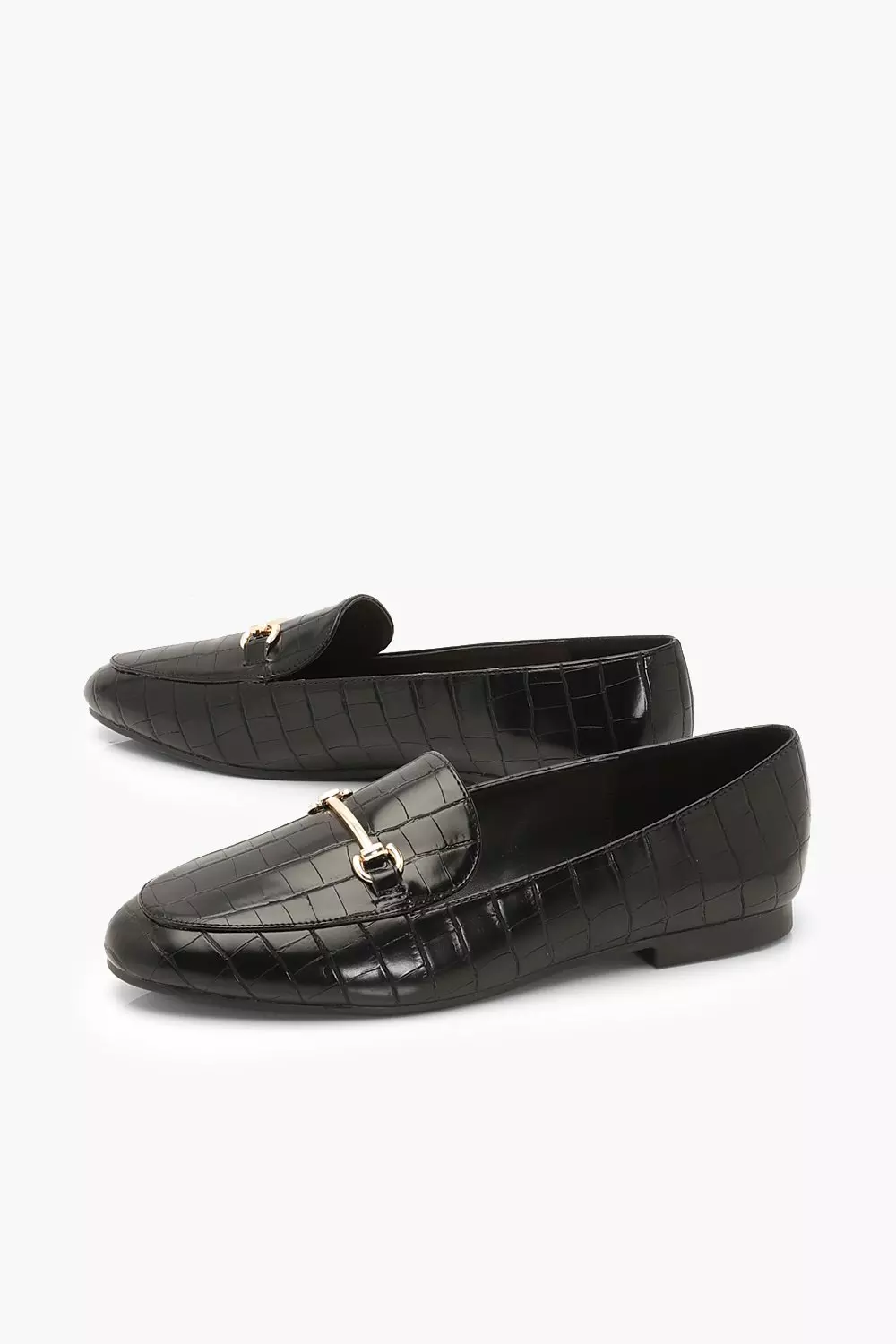 Black T Bar Croc Basic Loafers alternative image