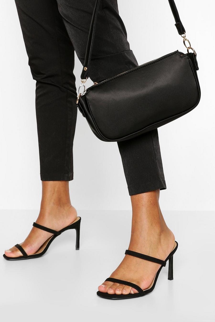 Black Wide Fit Double Strap Mules image number 1