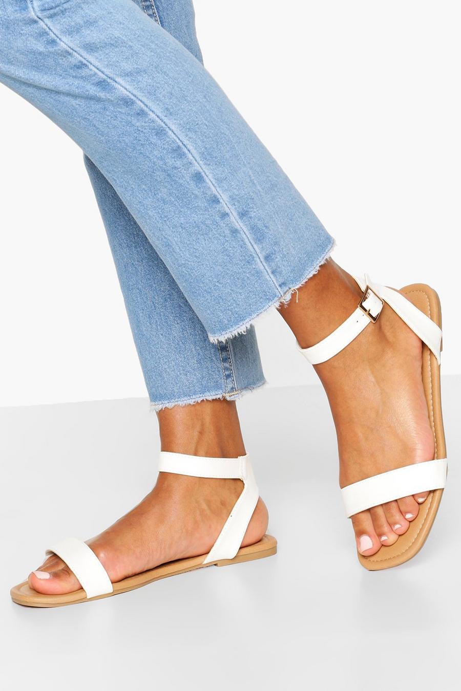 White Wide Width 2 Part Sandals image number 1