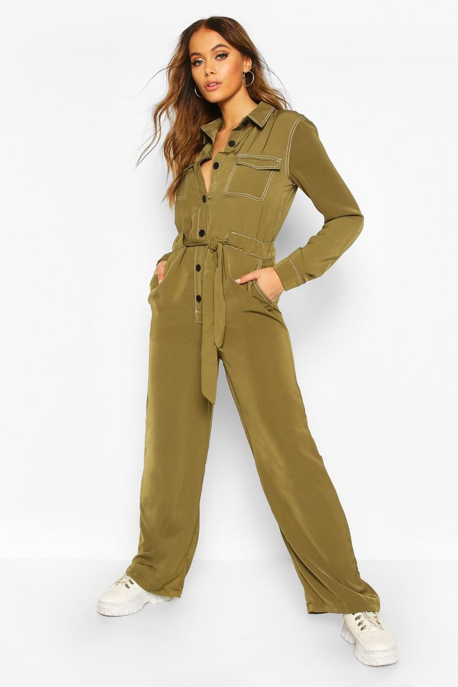 Contrast Stitch Woven Tailored Jumpsuit image number 1